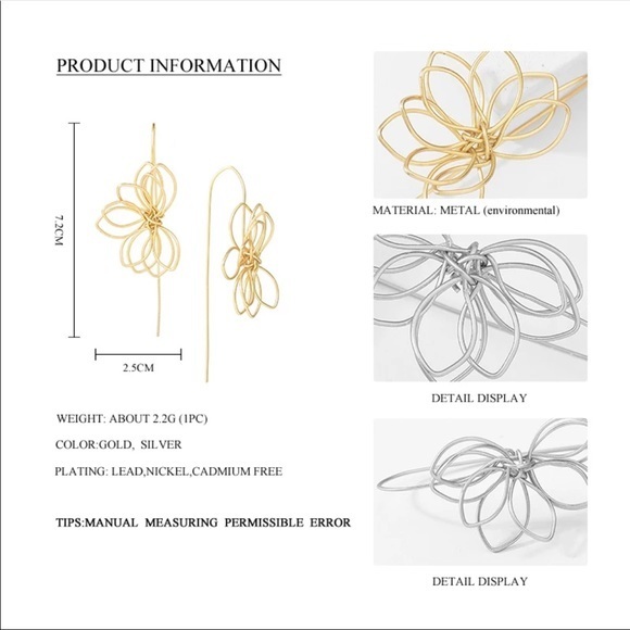 Twisted Flower Drop Threader Earrings - Picture 2 of 3
